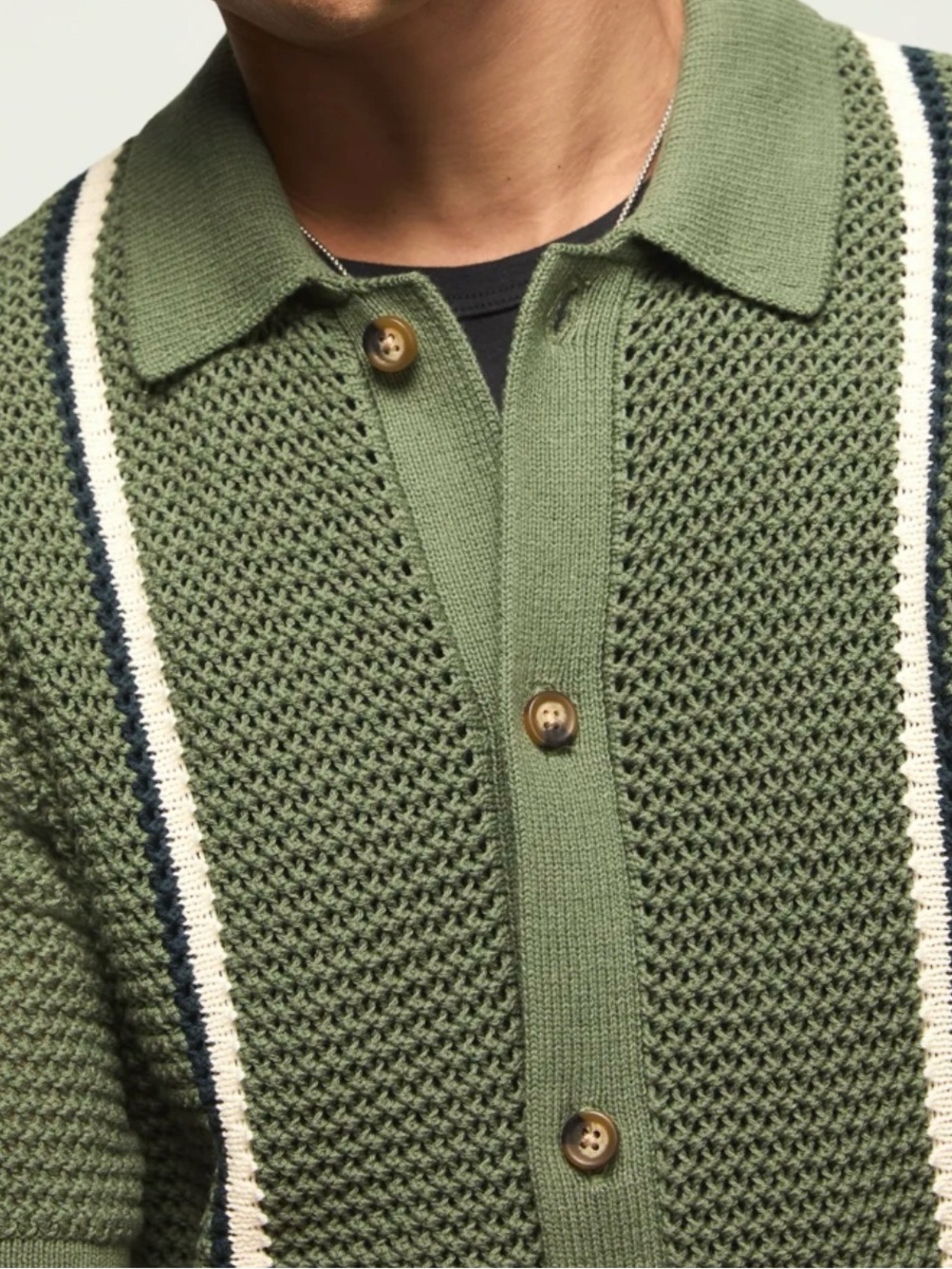NWOT Lucky Brand Stripe Button Front Sweater - Picture 4 of 16